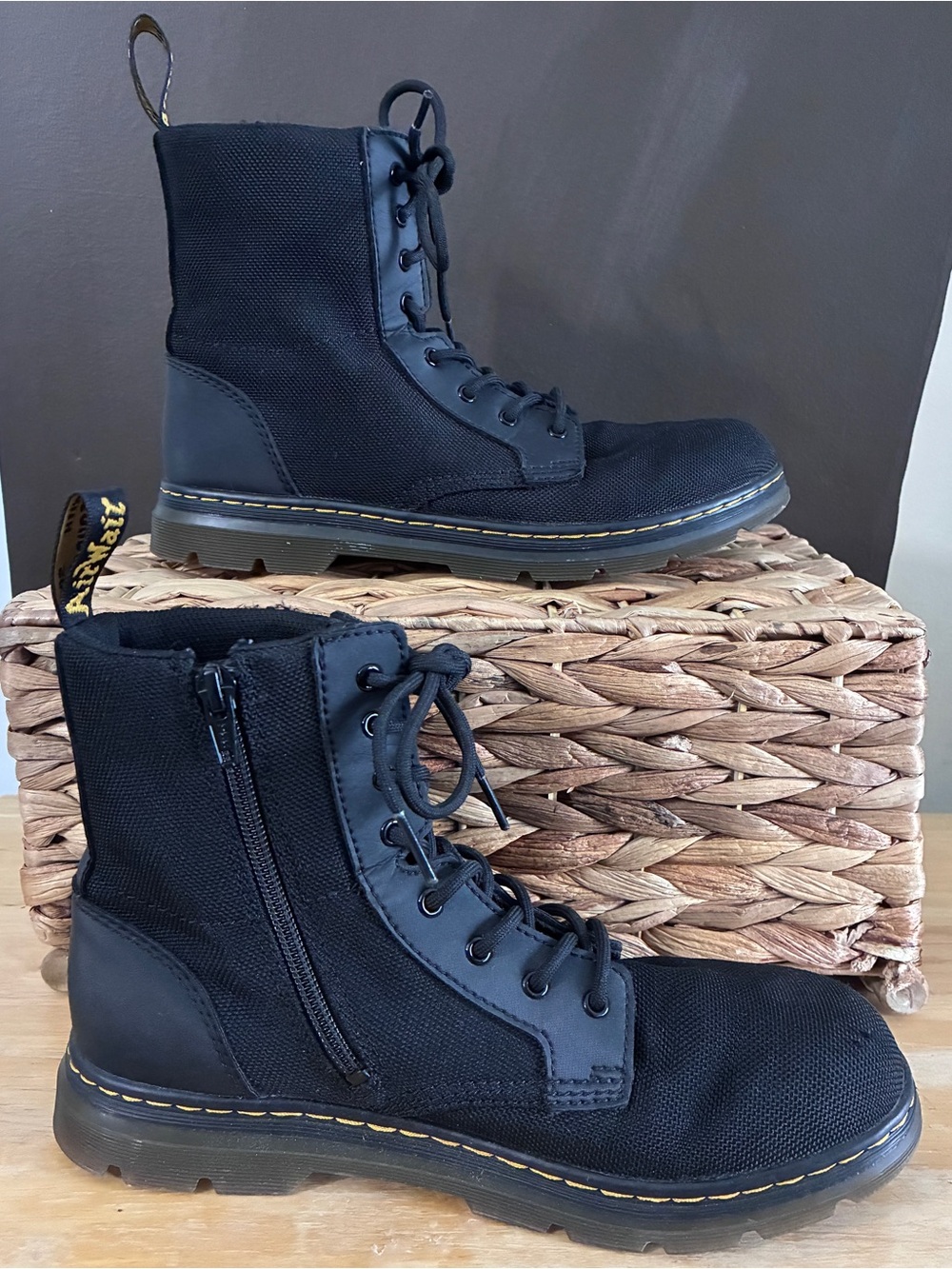 Dr. Martens Combs W Black Nylon Combat Boots Women’s 7 Side Zip